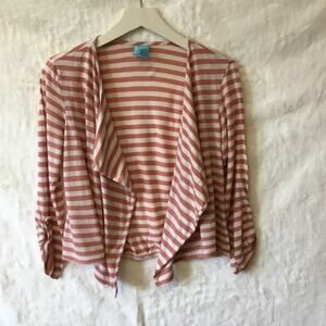 H.I.P Salmon Striped Open Cardigan